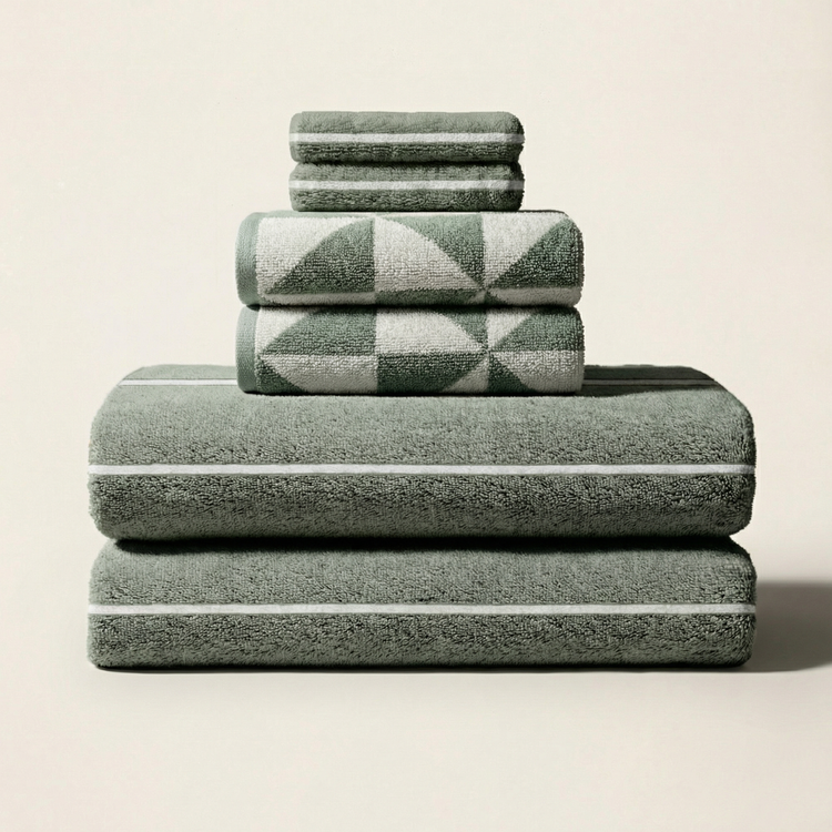 Striped Cotton Bath Towel Set