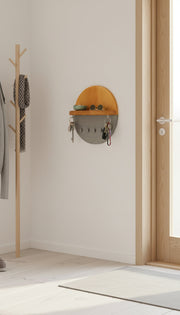 Wood-Grain Wall Key Holder with Shelf