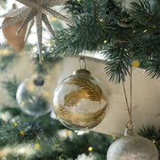 Clear Glass Gold Leaf Ornaments, Set of