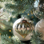 Beaded Cream Glass Ball Ornament