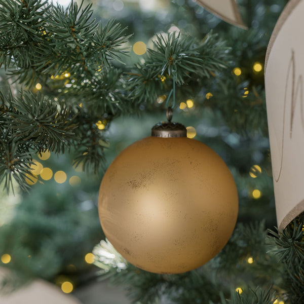 Matte Antique Gold Glass Ornament Set