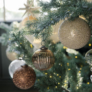 Beaded Cream Glass Ball Ornament