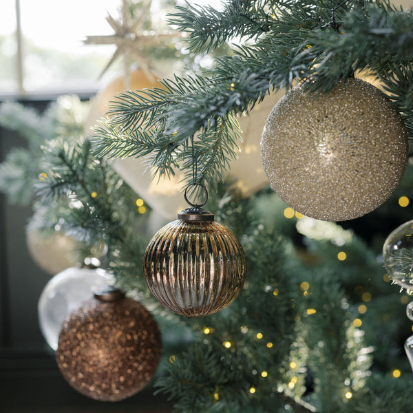 Beaded Cream Glass Ball Ornament