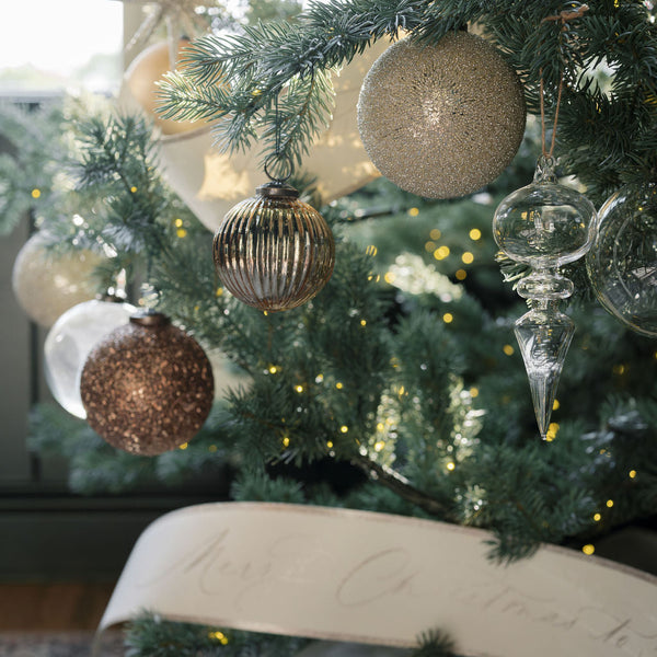 Beaded Cream Glass Ball Ornament