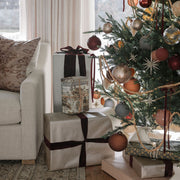 Flocked Bordeaux Glass Ball Ornament