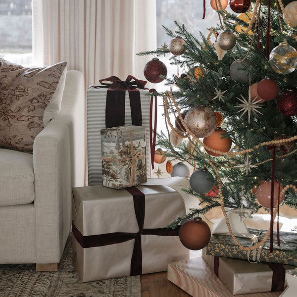 Flocked Bordeaux Glass Ball Ornament