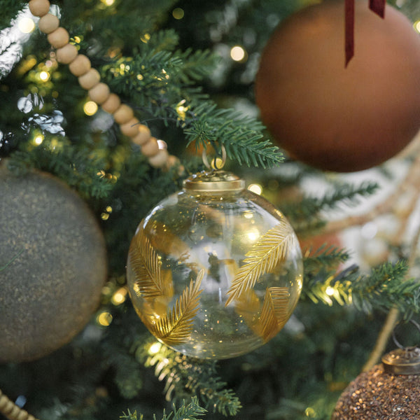 Clear Glass Gold Leaf Ornaments, Set of