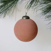 Flocked Glass Ball Ornament Vintage Rose