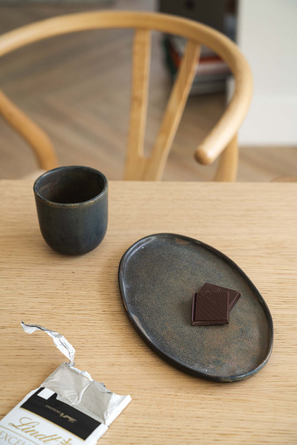 Reactive Glaze Oval Stoneware Platter