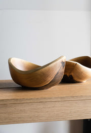 Hand-Carved Walnut Wood Bowl — interior bowl detail showing depth and grain