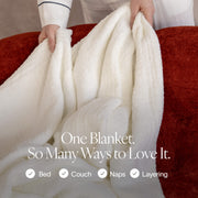 Bouclé-Texture Oversized Bed Blanket