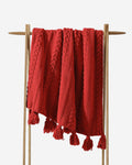Cable-Knit Pom Pom Throw – throws, in off white | Roost & Roam