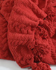 Cable-Knit Pom Pom Throw Blanket