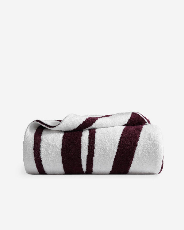 Brushstroke Stripe Plush Bed Blanket – bed blankets, in white - fig | Roost & Roam