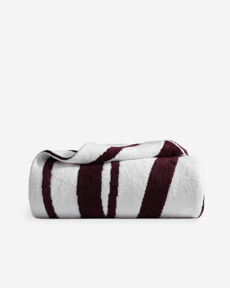 Brushstroke Stripe Plush Bed Blanket – bed blankets, in white - fig | Roost & Roam