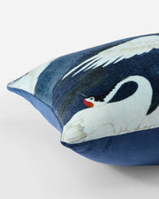 Crane Print Velvet Lumbar Pillow