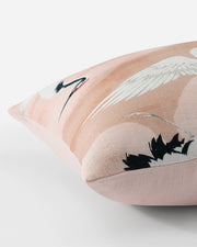 Crane Print Cotton Lumbar Pillow