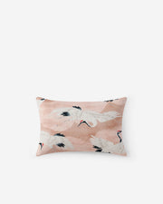 Crane Print Cotton Lumbar Pillow