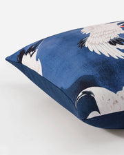 Crane Print Cotton Throw Pillow