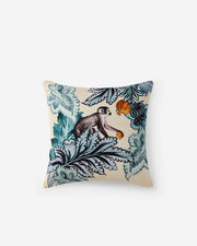 Printed Cotton Jungle Throw Pillow