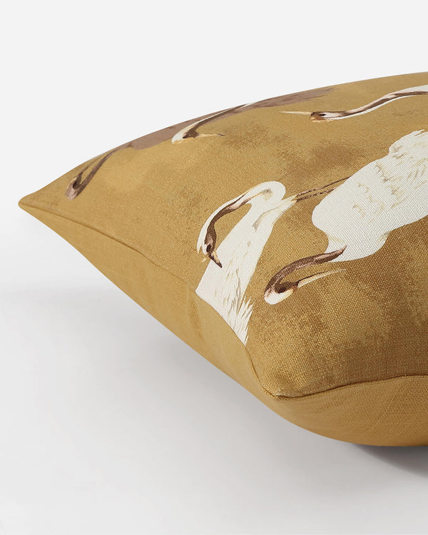 Crane Print Cotton Slub Pillow