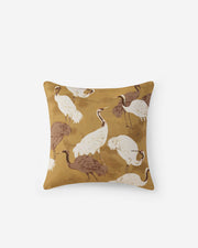 Crane Print Cotton Slub Pillow