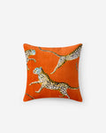 Cotton Velvet Leaping Leopard Pillow