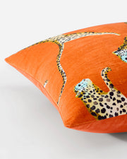 Cotton Velvet Leaping Leopard Pillow