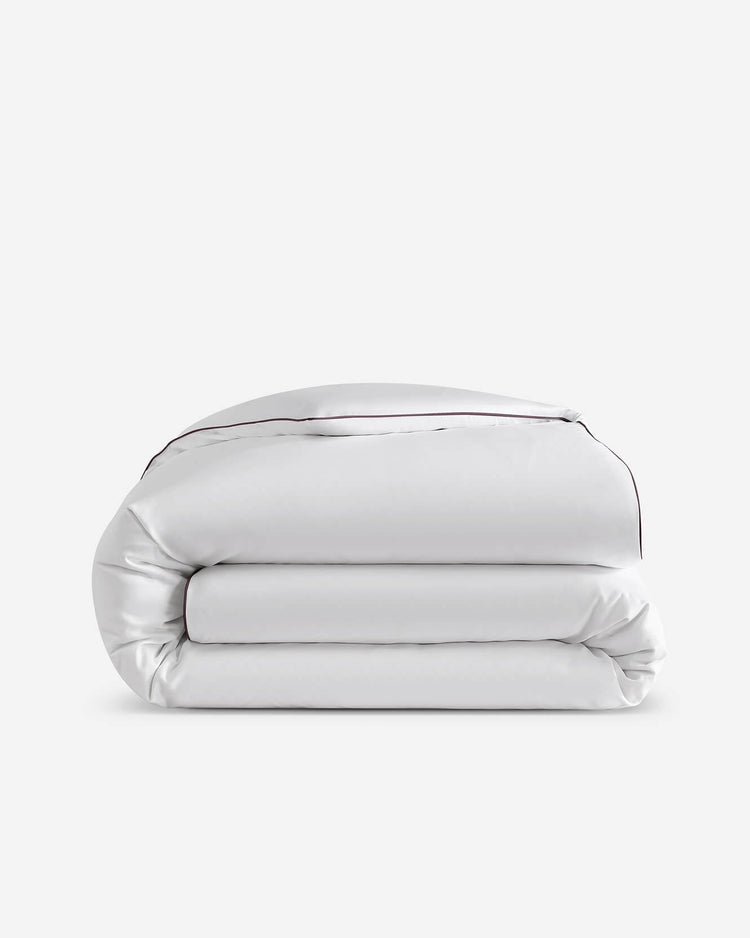 Bamboo Sateen Piped Duvet Cover – duvet covers, in white - boulder | Roost & Roam