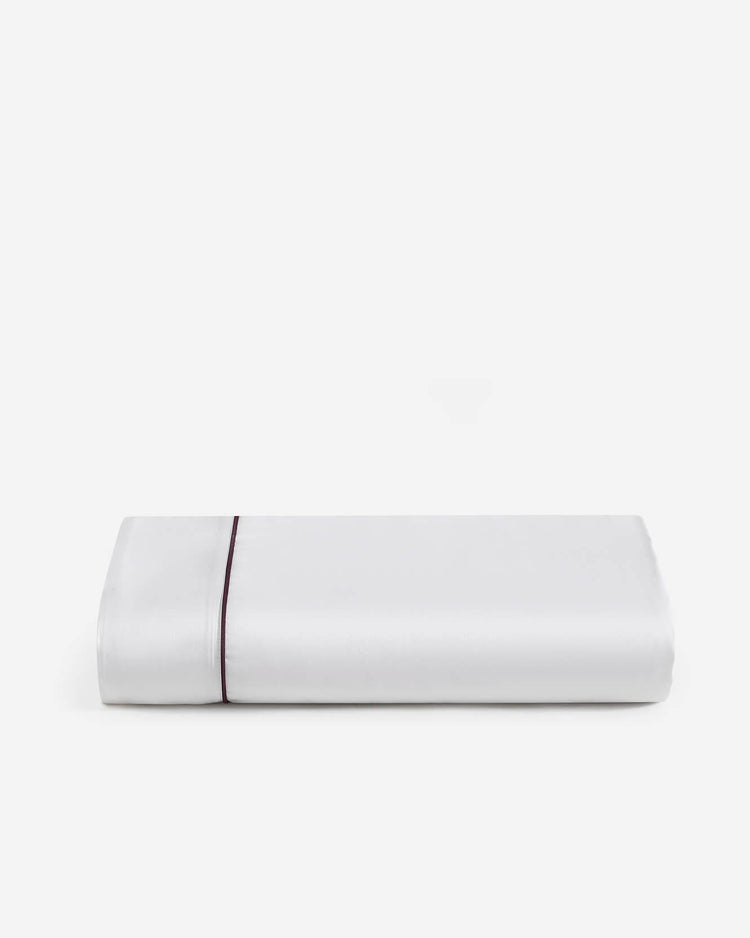 Contrast-Piped Lyocell Blend Top Sheet – sheets, in white - taupe | Roost & Roam