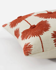 Palm Embroidered Linen-Blend Throw Pillow