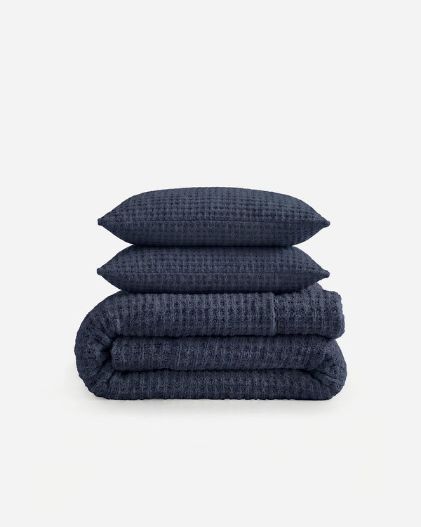 Waffle-Texture Comforter and Sham Bundle