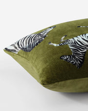 Velvet Watercolor Zebra Lumbar Pillow