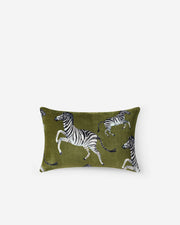 Velvet Watercolor Zebra Lumbar Pillow