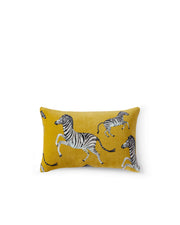 Velvet Watercolor Zebra Lumbar Pillow