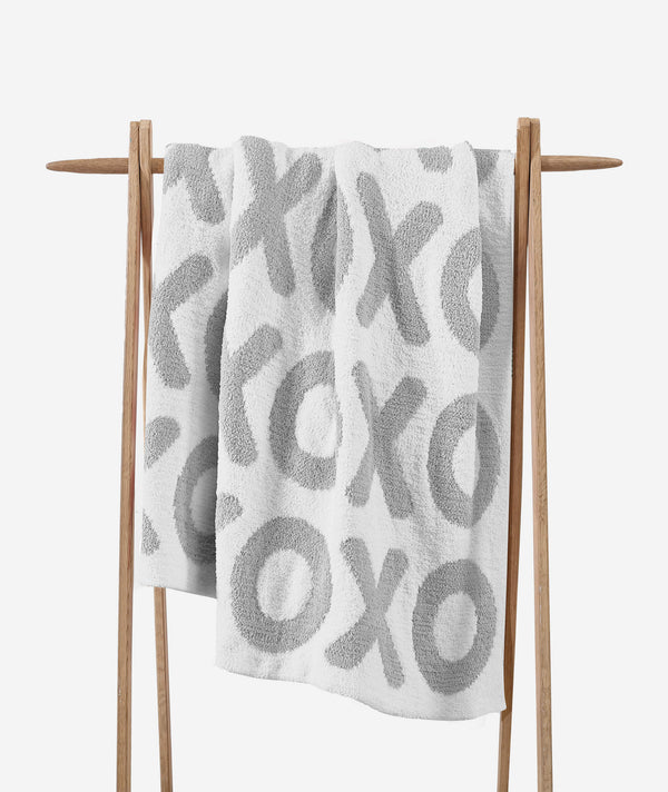 XOXO Throw – throws, in cloud gray - off white | Roost & Roam