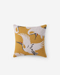 Crane Embroidered Linen-Weave Throw Pillow