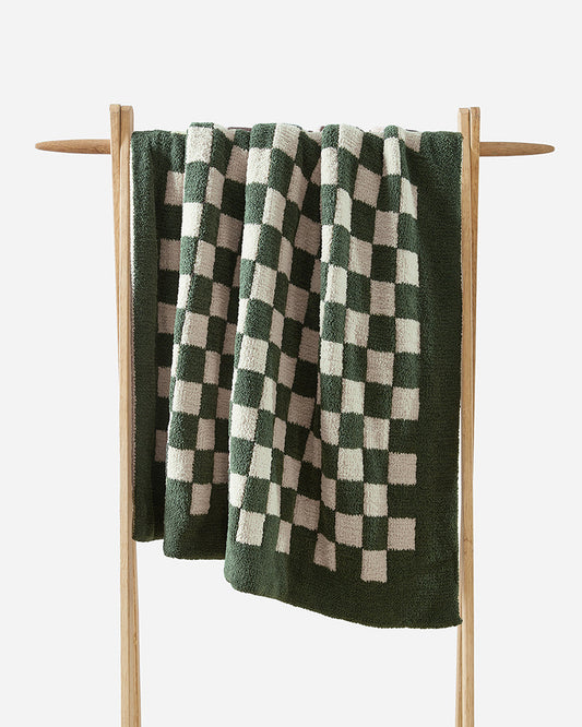 Double-Knit Checkerboard Throw – throws, in mocha - sahara tan | Roost & Roam