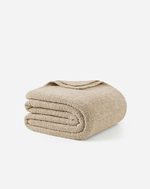 Bouclé-Texture Oversized Bed Blanket
