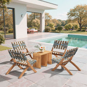 Woven Strap Acacia Folding Lounge Chair — alternate view or variant option
