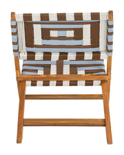 Woven Strap Acacia Folding Lounge Chair — back and side profile detail