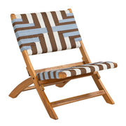 Close-up of material and construction detail — Woven Strap Acacia Folding Lounge Chair