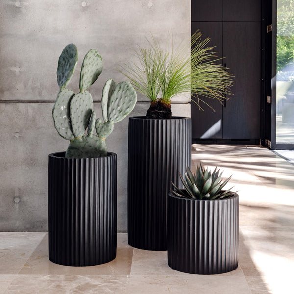Ribbed Cylinder Lightweight Planter