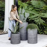 Ribbed Cylinder Lightweight Planter