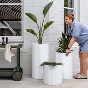 Ribbed Cylinder Lightweight Planter