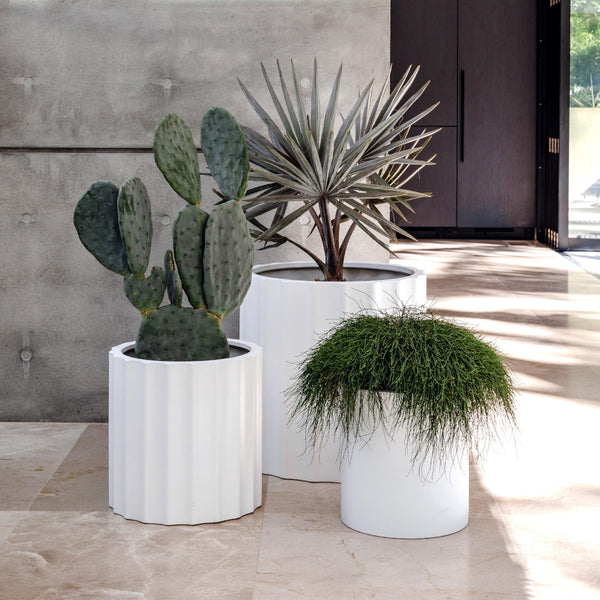 Fluted Fibreglass Cylinder Planter
