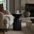 Fluted Matte Black Accent Table