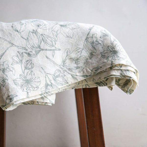 Floral Print Linen Tablecloth
