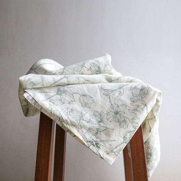 Floral Print Linen Tablecloth
