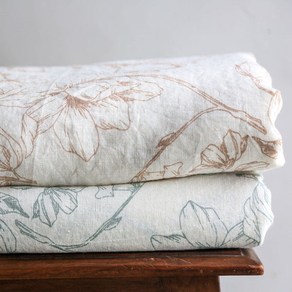 Floral Print Linen Tablecloth